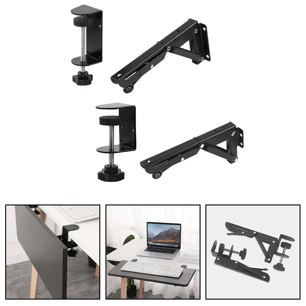 Adjustable Furniture Clip Punch-Free Folding Bracket Telescopic Storage Rack No Drilling Required Sturdy Metal  Folding Bracket