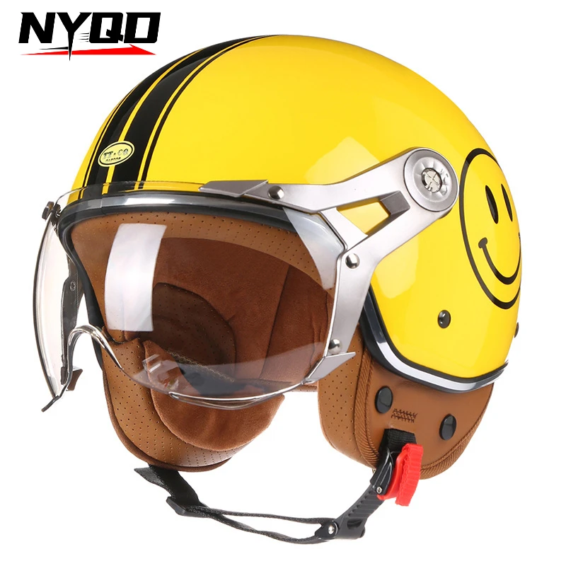 

Retro Motorcycle Helmet Jet Helmet Summer for Electric Scooter Bike Motorbike Helmet Cap Moto Moped Open Face Dual Visors