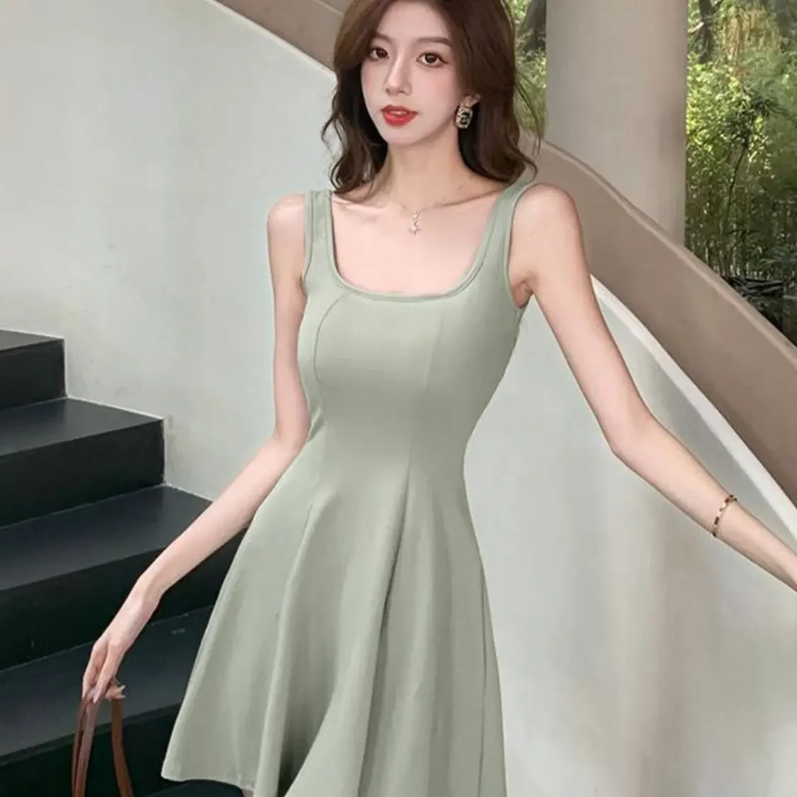 فساتين نسائية صغيرة فستان الشمس القصير فستان بلا أكمام لطيف زلة الجنية Kawaii أنيقة وجميلة موضة صيف 2025 Y2k