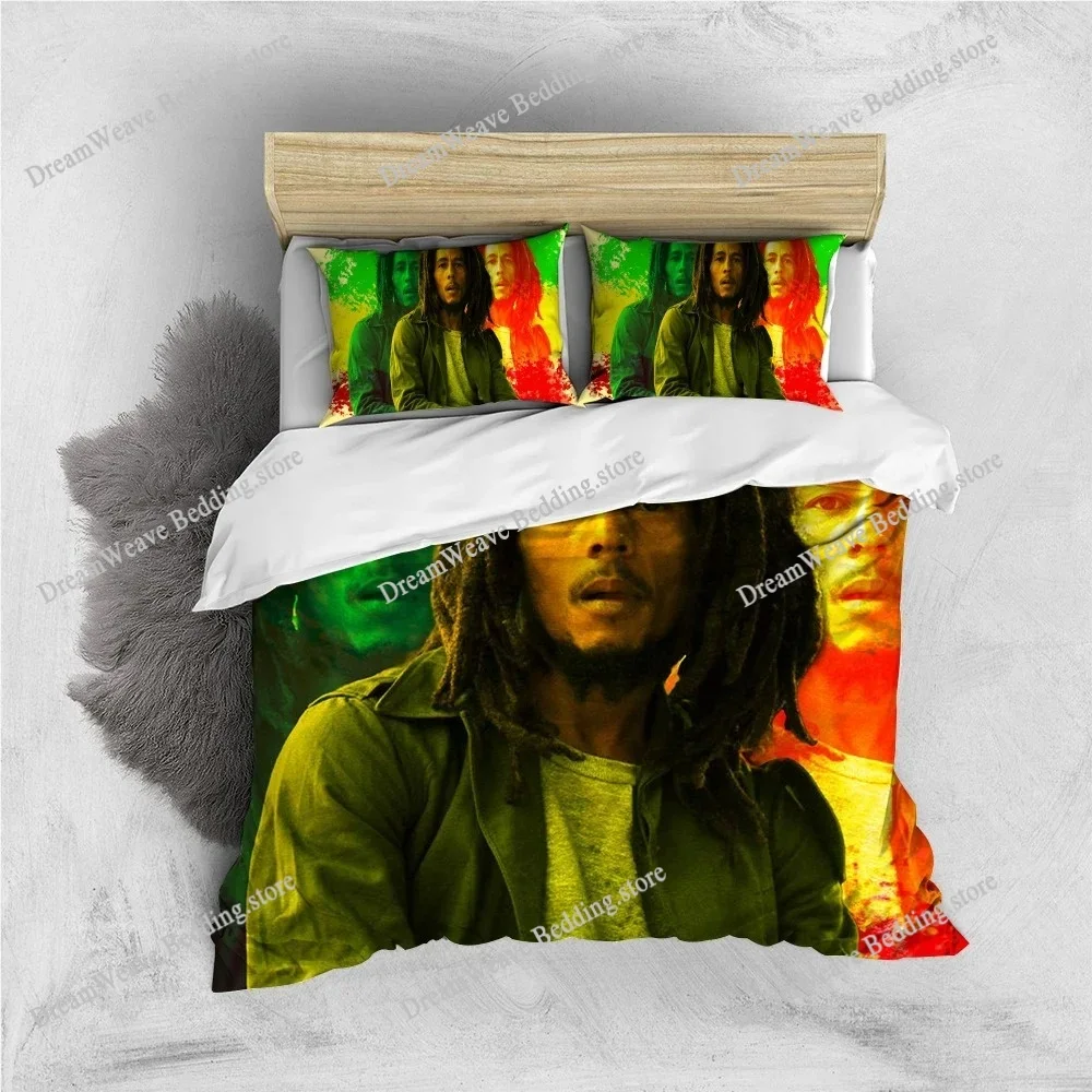 B-Bob Marley Duvet Cover Set Home Style Bedding Soft Laundry Cotton Bed Student Dormitory Gift