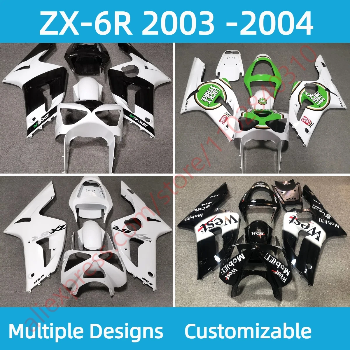 

For Kawasaki ZX6R 636 2003 2004 Hot Style Fairing Kit ZX 6R 03 04 Motorcycle Aftermarket ABS Plastic Fairings Body Parts Set