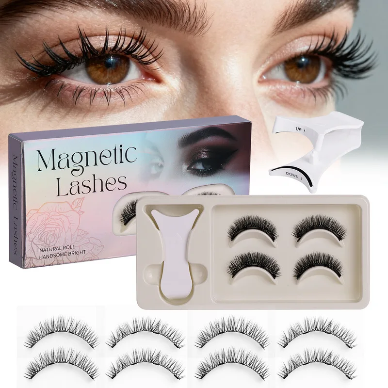 Magnetic False Eyelashes All-in-One Box3DHard-Stem Thick Magnetic Eyelash Curler Portable Set