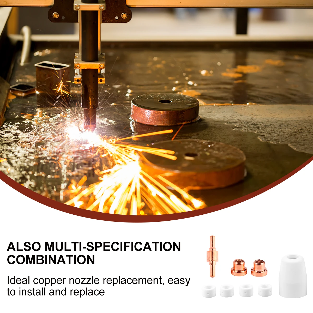 

46pcs Plasma Cutter Electrode Tip Nozzle Kit 40A Copper Burner Accessories Corrosion Resistant For Plasma Machine