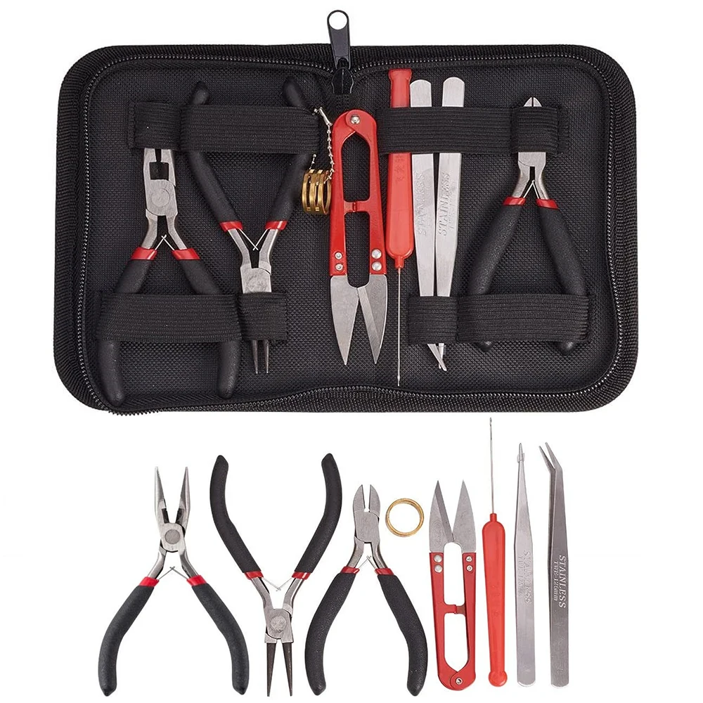 DIY Jewelry Making Tools Kits Pliers Sets Round Nose Plier Side Cutting Pliers Wire Cutter Scissor Beading Tweezers
