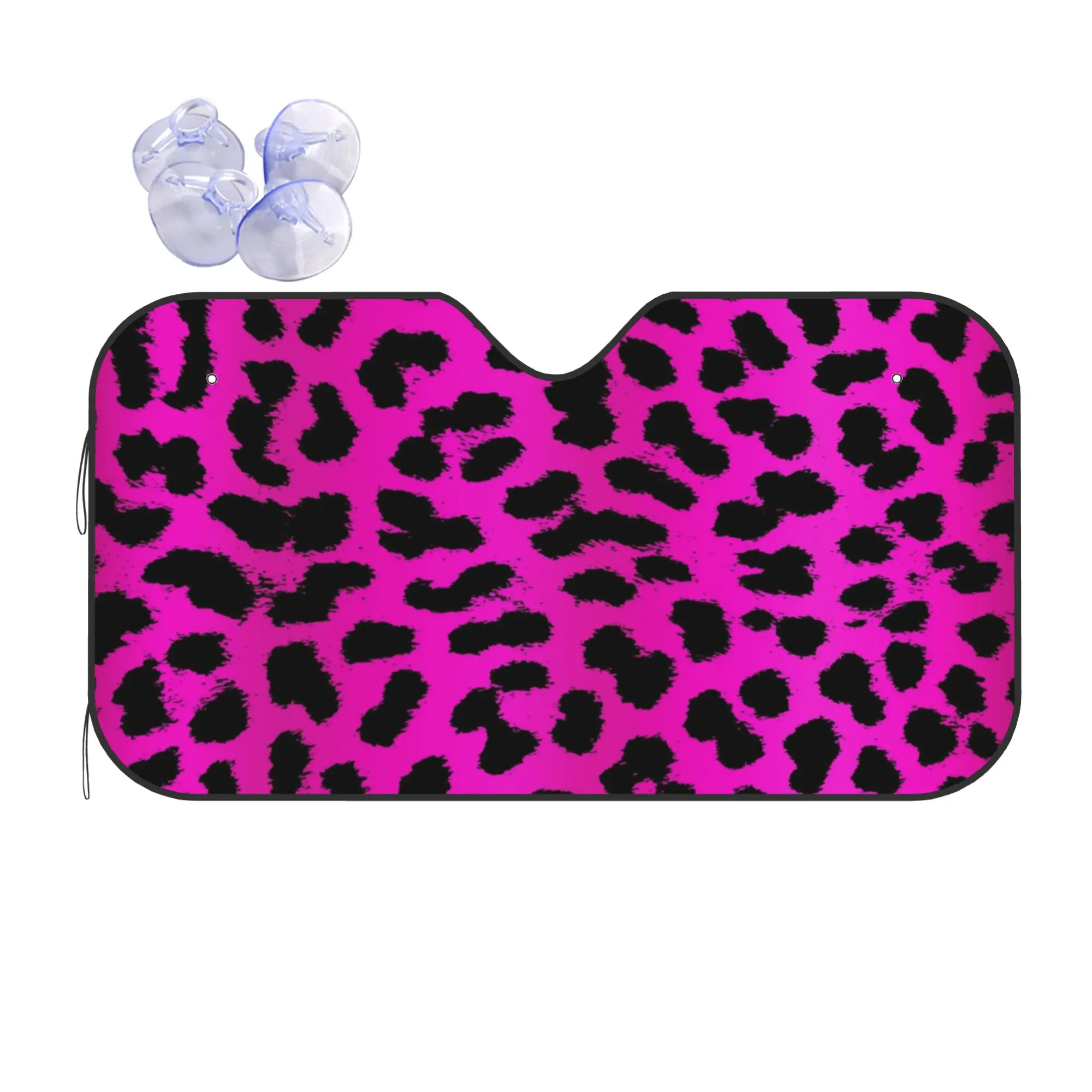 Windshield Sun Shade Car Pink Leopard Pattern Animal Cheetah Solar Reflector Protector Visor Screen Cover Vehicle Windscreen