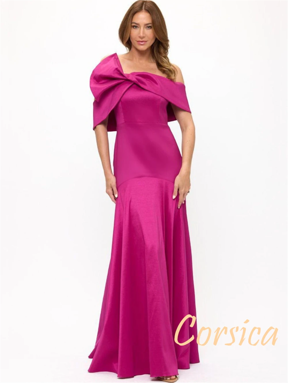 Customized Mermaid Modern Satin Evening Dresses Classic One Shoulder Homecoming Dresses Temperament Sweep Train Prom Dress