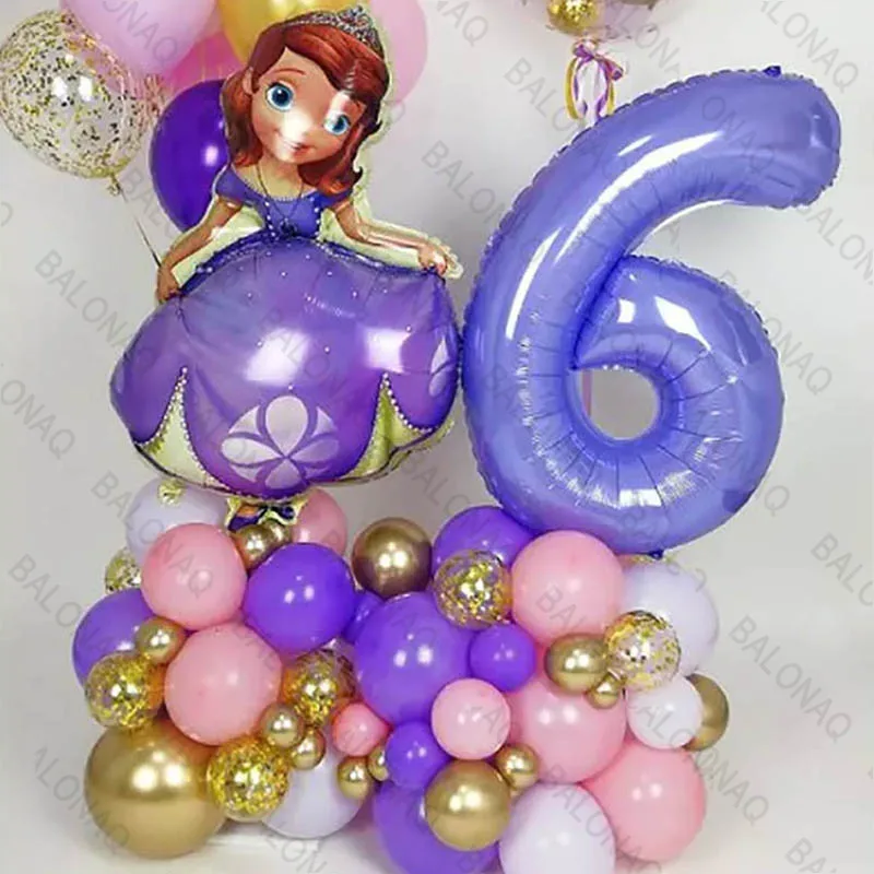 41pcs Large Cartoon Disney Princess Sofia Foil Balloon Girl Faovr Birthday Party Wedding Decoration Sophia Kid Birthday Gift