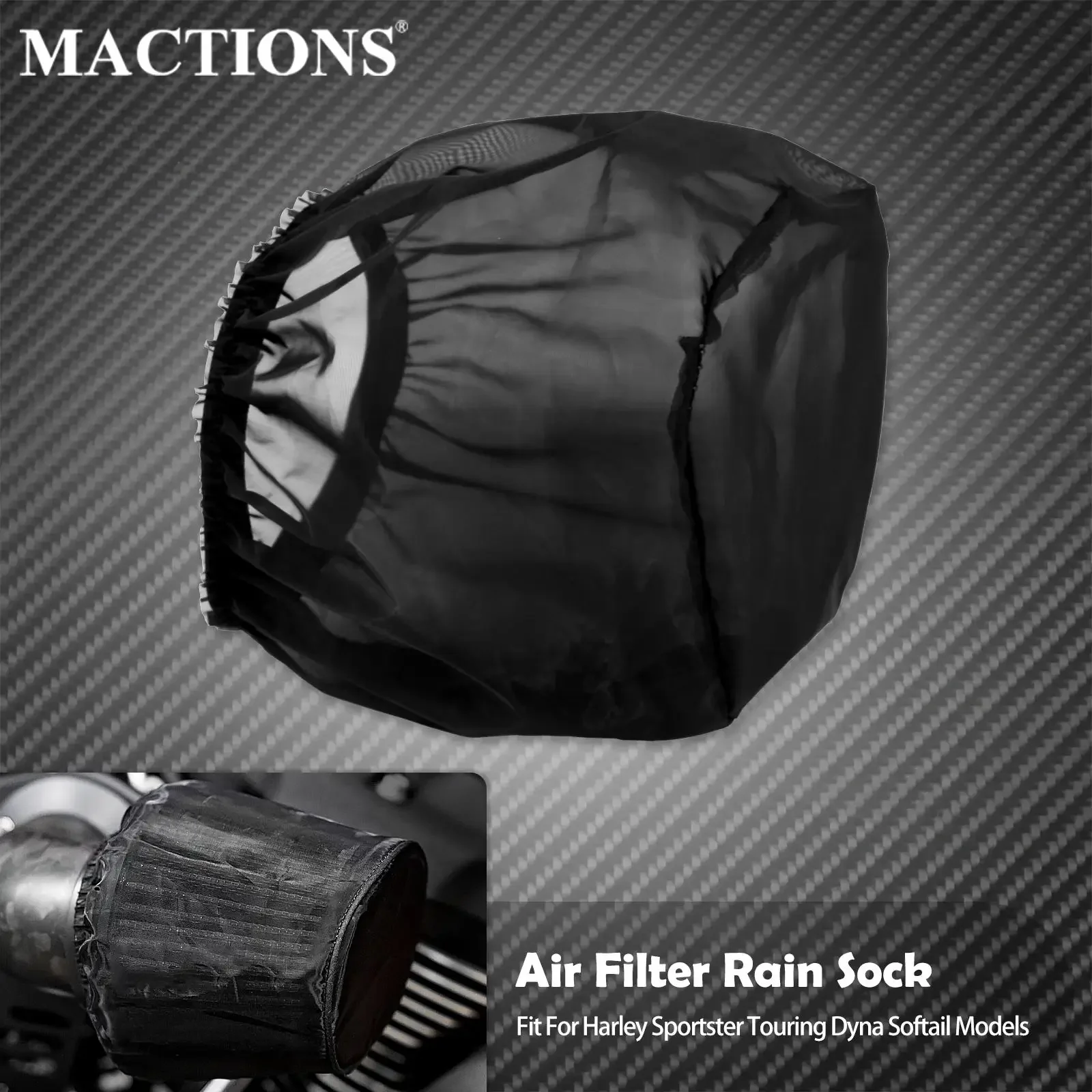 Motorcycle Air Filter Cleaner Waterproof Rain Sock Dust Proof Rain Cover Black For Harley Softail Touring Sportster XL 883 Dyna