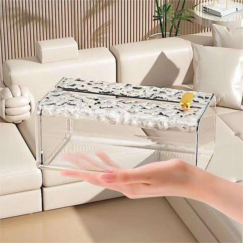 Luxury Tissue Box Wall-Mounted Acrylic Transparent Tissue Box Table Napkin Holder Bathroom Paper Box Tissue Paper Dispenser