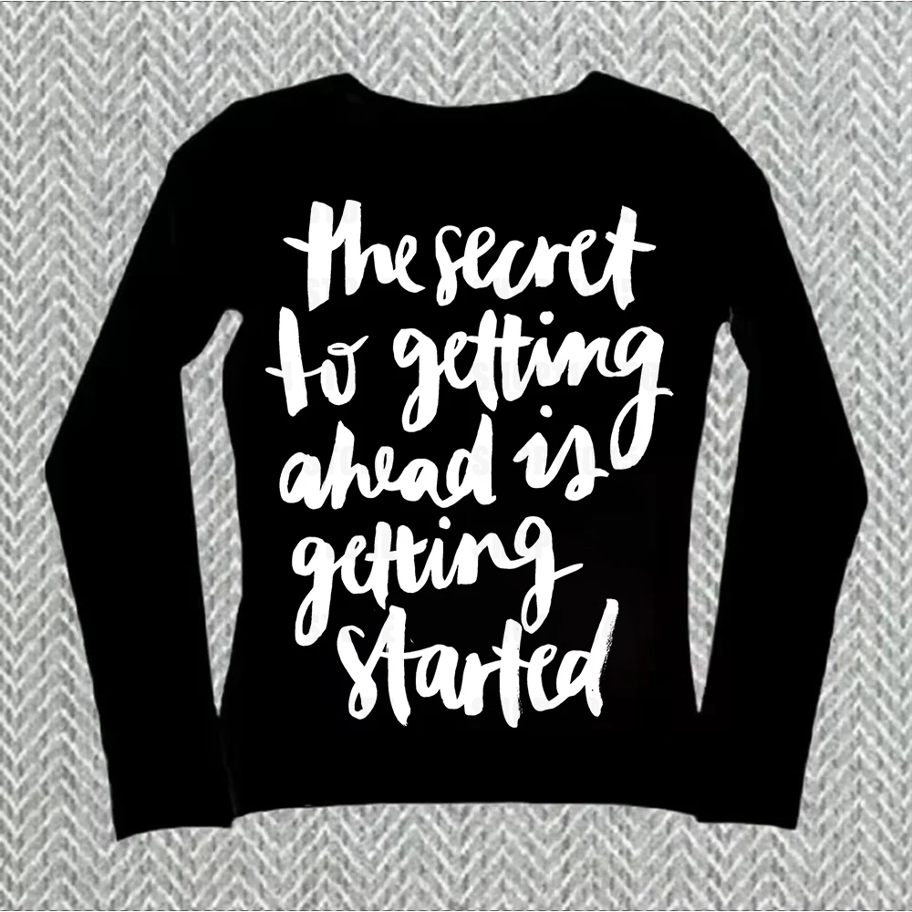 

American letter printed long sleeved T-shirt for men and women, hip-hop street slimming top, street fashion women's clothing