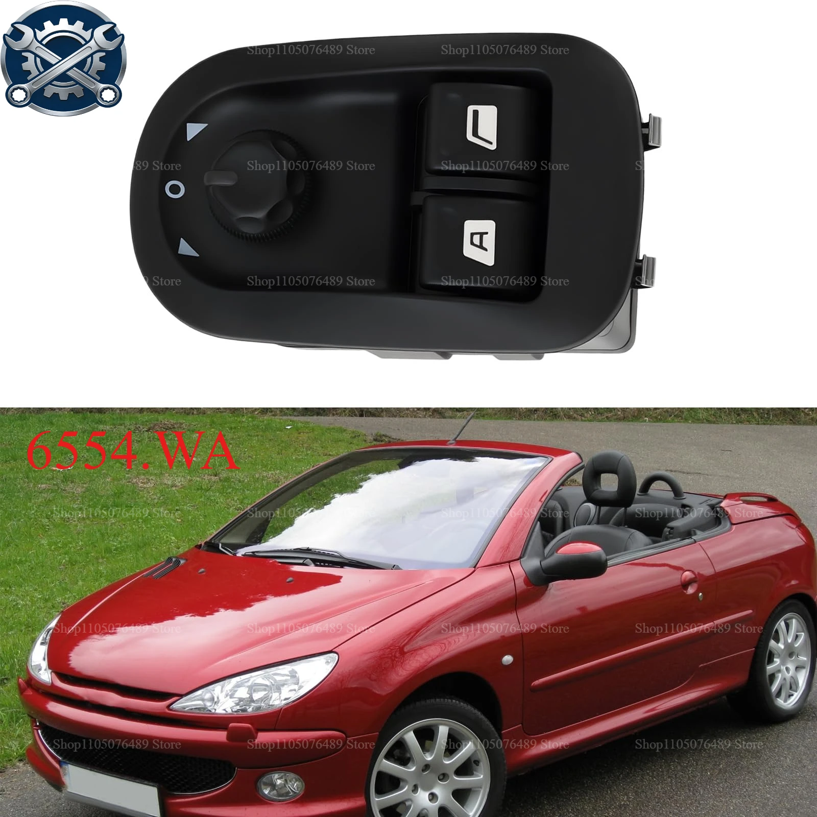 Для Peugeot 206 1998-2016: Кнопка электрического стеклоподъемника 6554.WA, 6554WA, 6552.WP, 96622541XT