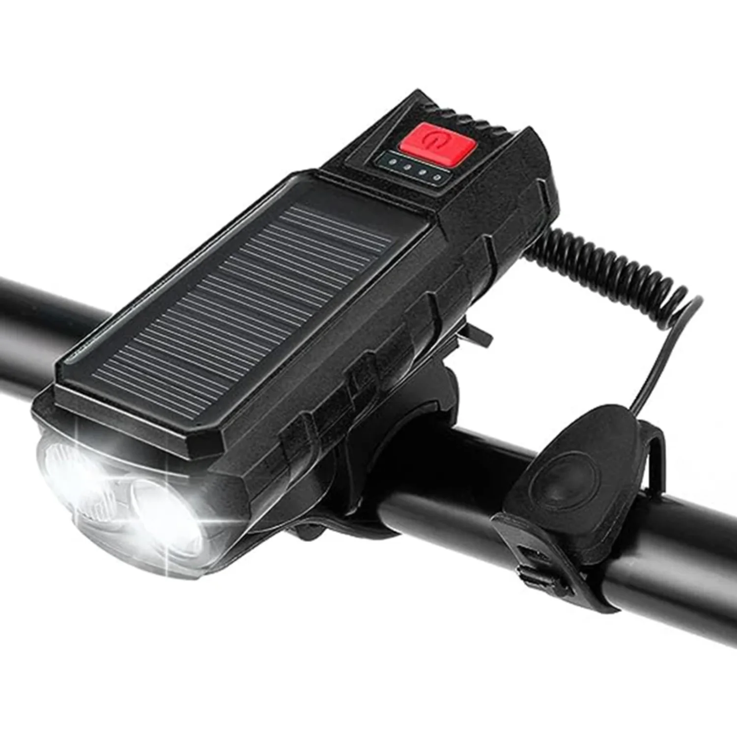 Solar Charging Bike Headlight With 130dB  400LM 200M 2000mAh Waterproof 3 Modes Warning Flashlight  Road Mountain Bicycle