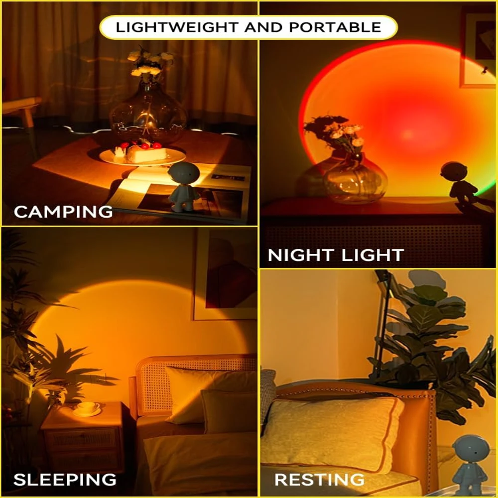 Sunset Lamp Projector Robot LED Night Light fill light 360° Rotation Powered by USB for Gift Bedroom Room Decor Valentine's Day