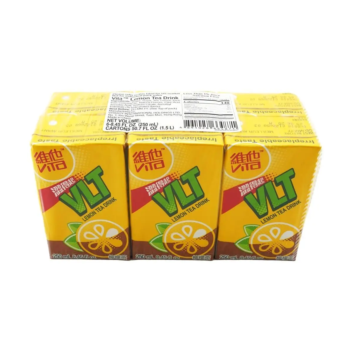 [4 pacotes] Bebida de chá de limão VITASOY VLT - 6 pacotes * 8,45 fl oz * 4 pacotes, embalagem PP pode variar