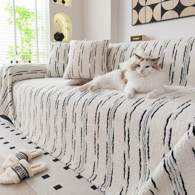 1pcs Modern Minimalist Chenille Sofa Cover Solid Color Anti Slip and Dustproof Seat Mat Four Season Couch Cushion Home Decor