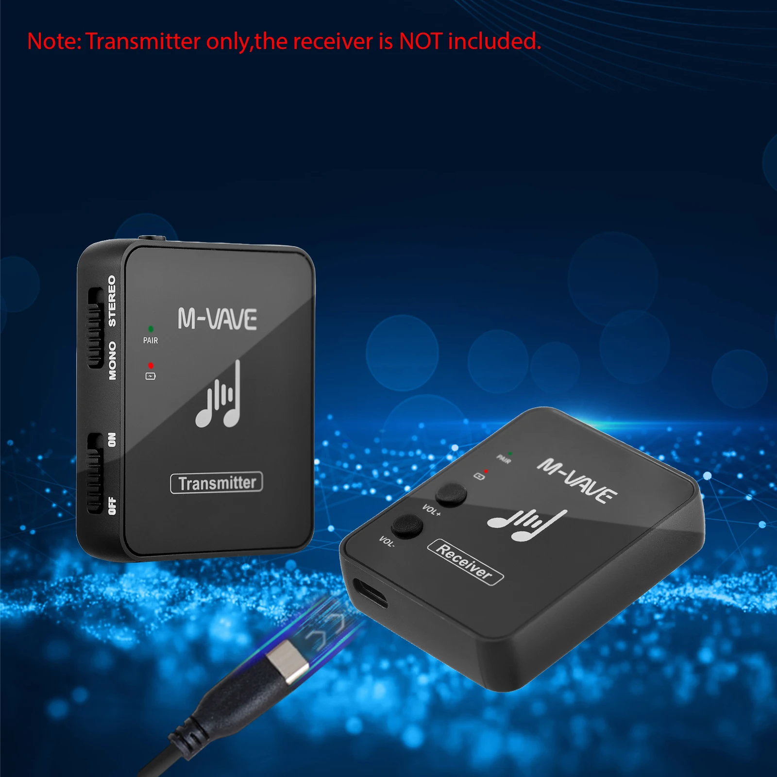 M-VAVE WP-10 Wireless Audio System Earphone Monitor Lossless Transmission Stereo Mono Recorder Rechargeable Transmitter Receiver