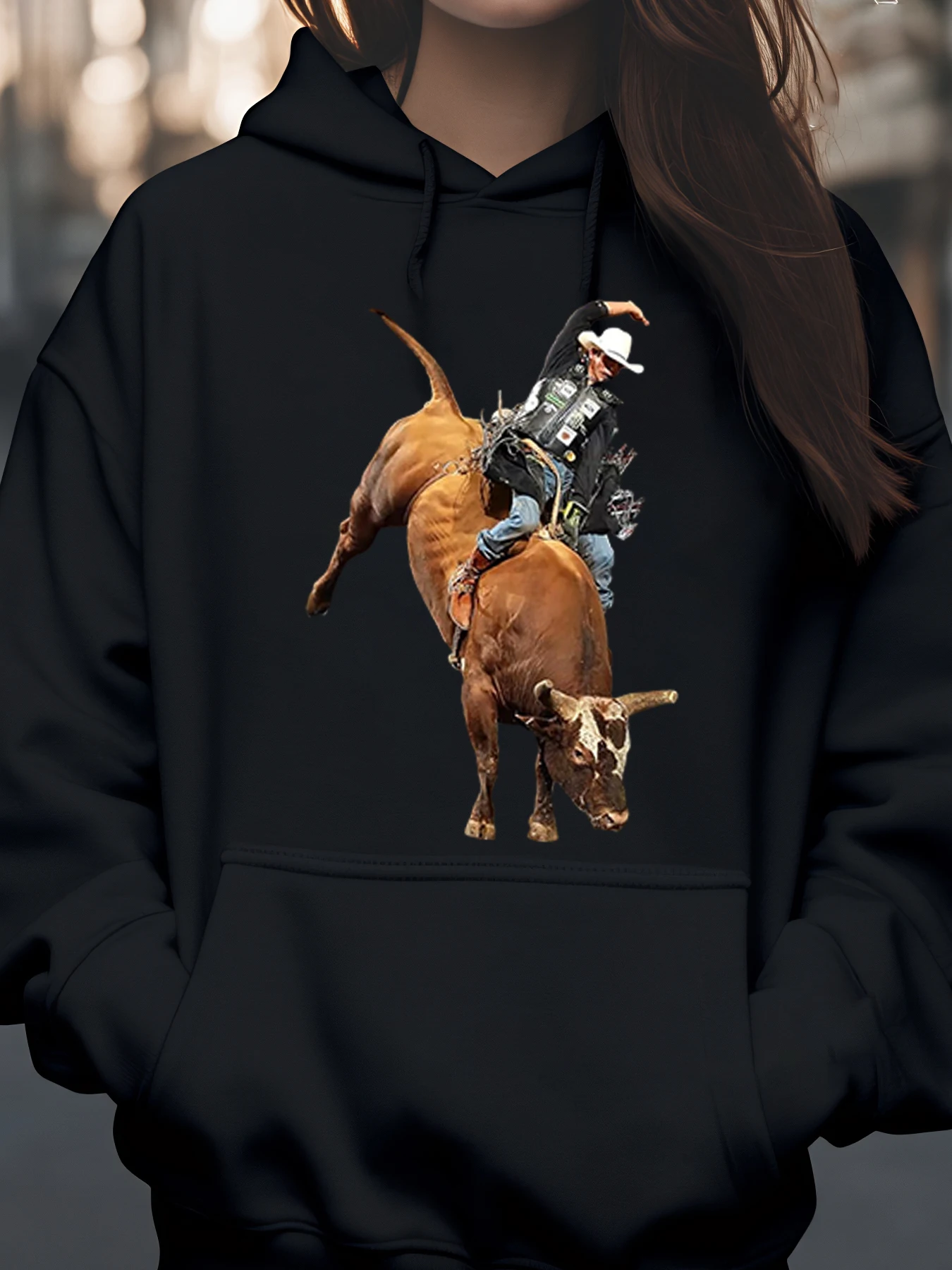 

Ковбойская толстовка с принтом быка на Хэллоуин, повседневная одежда унисекс