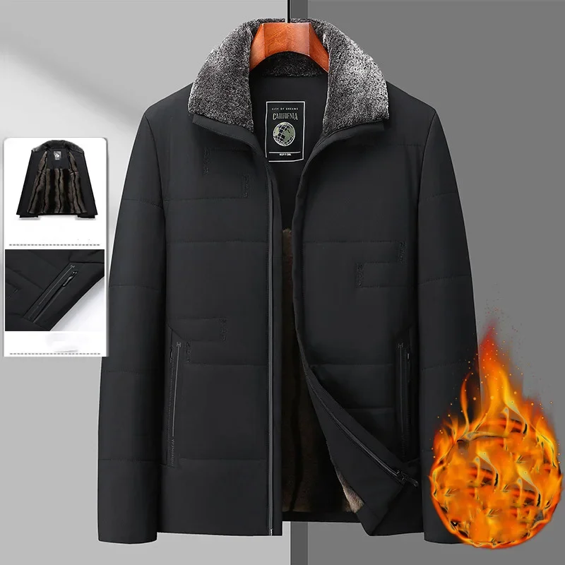 

Man Down Jacket Winter Thicken Cold-proof Long Sleeve Male Coat Turn Down Collar Solid Color Simple Versatile Men Outerwear