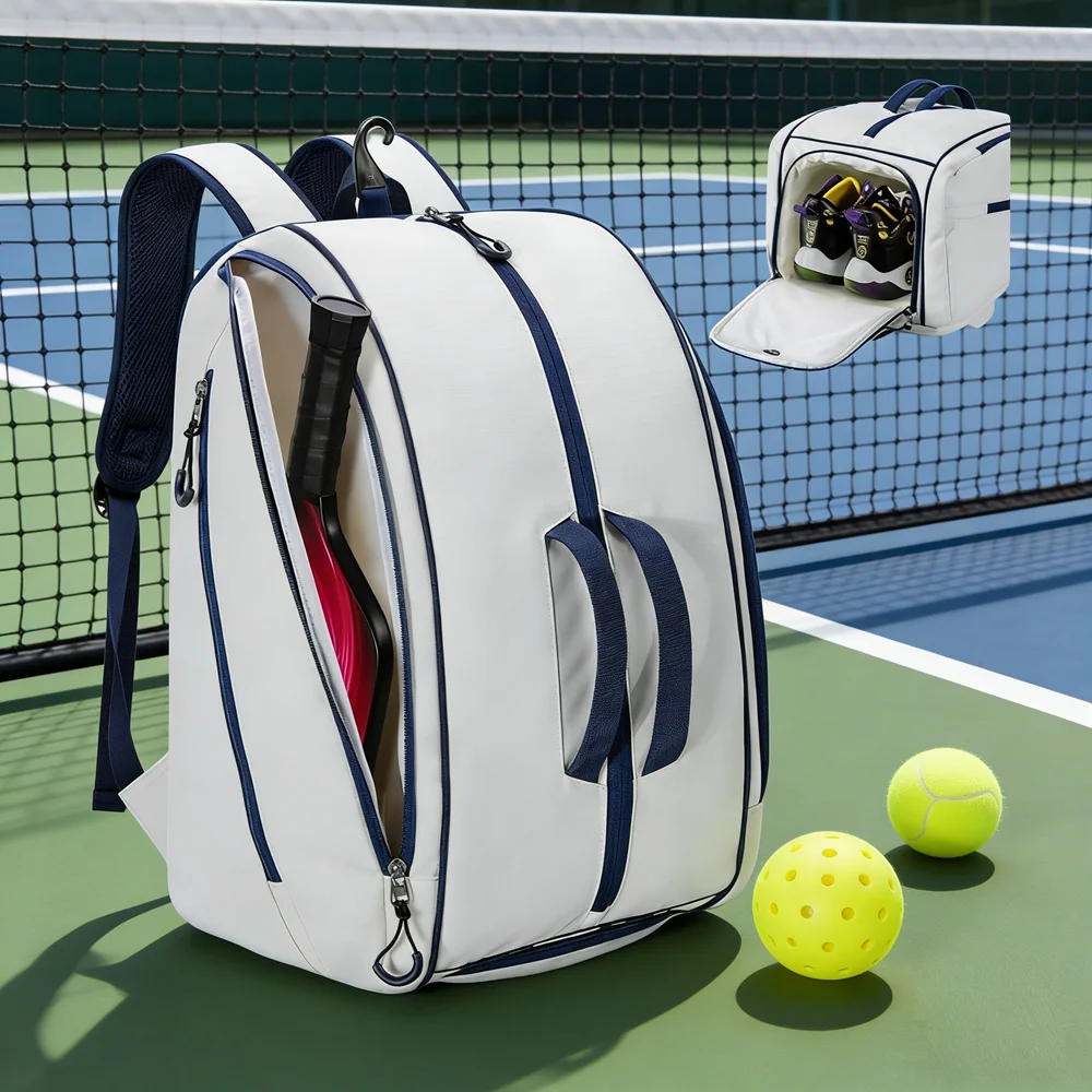 

Спортивный водонепроницаемый рюкзак для тенниса и пиклбола (20-35 л) с отделением для обуви, легко чистящийся, для хранения ракеток для бадминтона