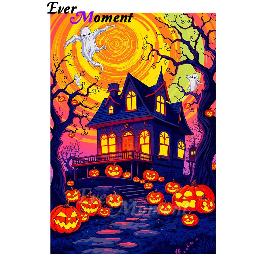 

5D Wall Decorations Halloween Ghost Pumpkin Lantern Diamond Paintings DIY Embroidery Mosaic Kits ASF2989