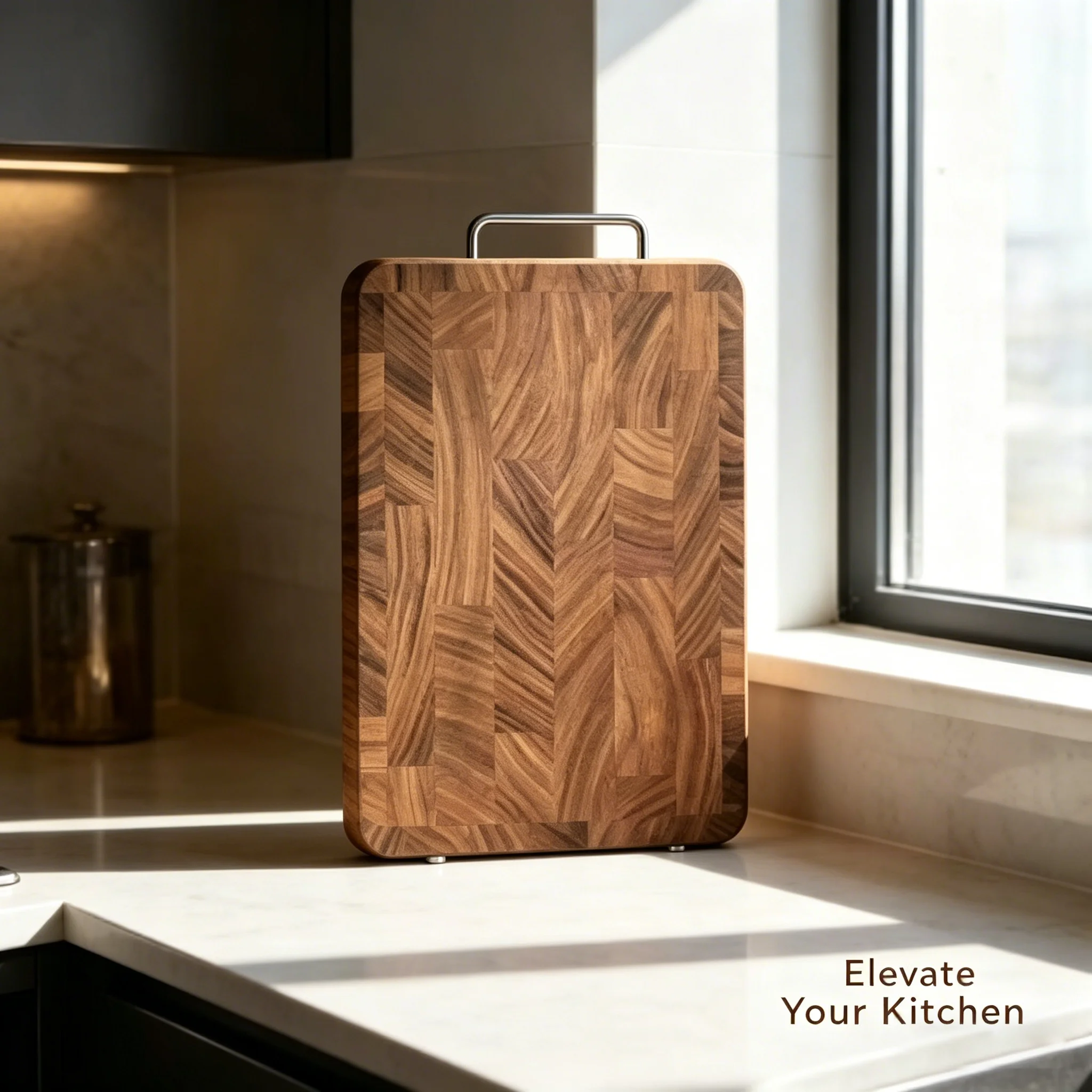 Premium Black Walnut Cutting Board Extra Large Wood Butcher Block Heavy Duty Kitchen Chopping Block with Handle Wedding Gift