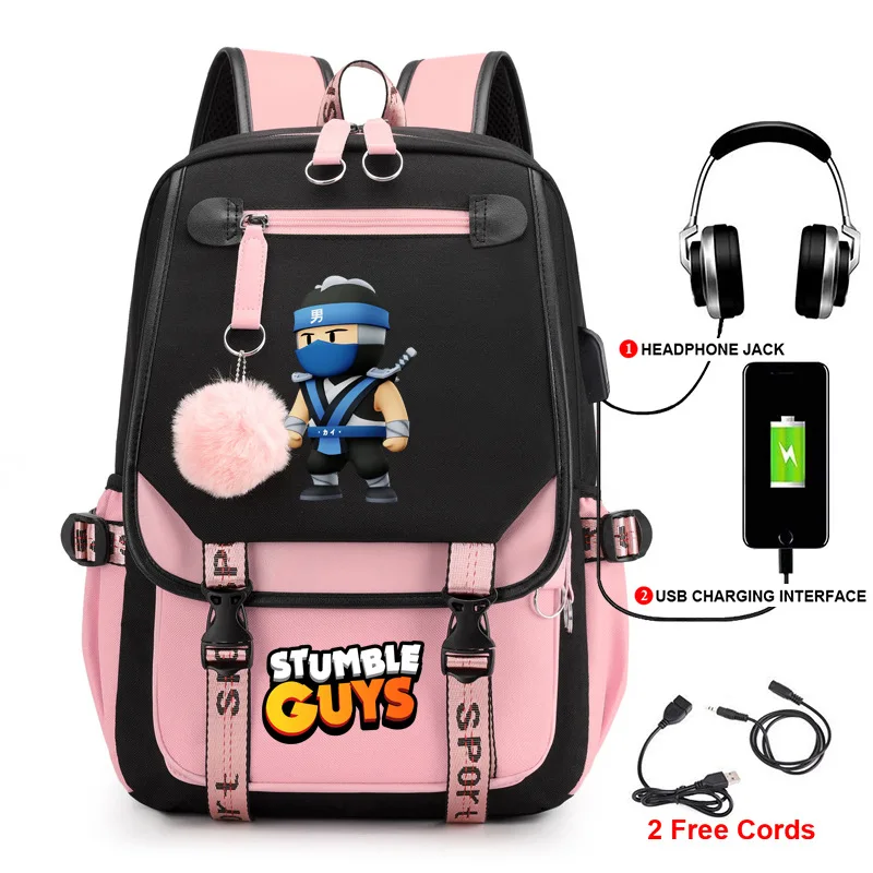 Tripping Peoplestumble cercando a mochila jogo, mochila estudante, saco de computador USB, moda