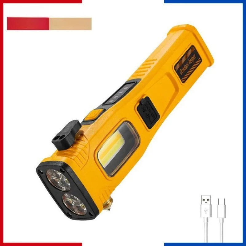 Solar-Powered COB Work Light: Magnetic, Car Window Breaker - Ultra-Bright Laser Flashlight for Camping & Emergency