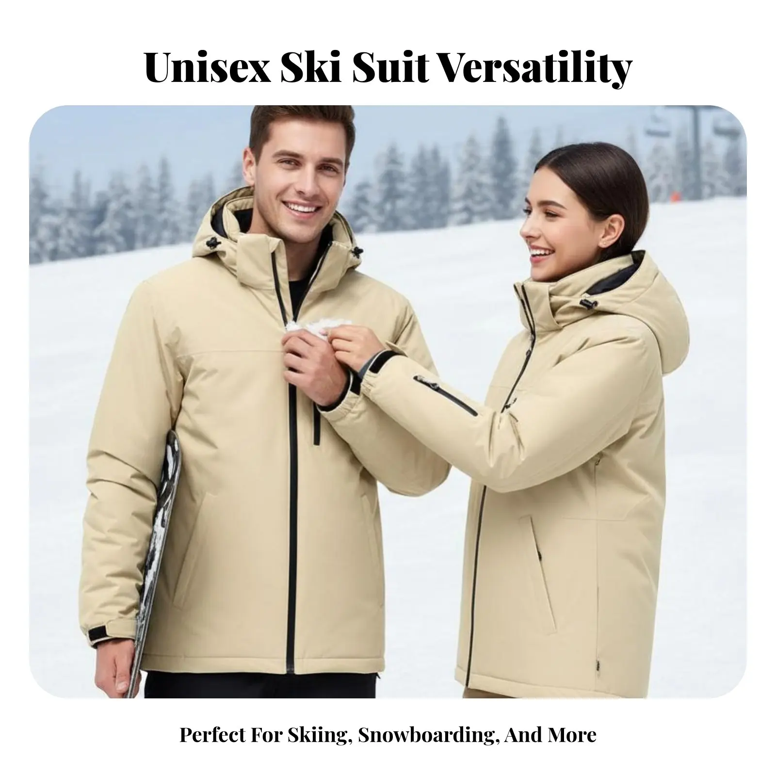 

Winter Ski Apparel for Men and Women, Snowboarding Suit Set, Hooded Jacket, Ski Bibs