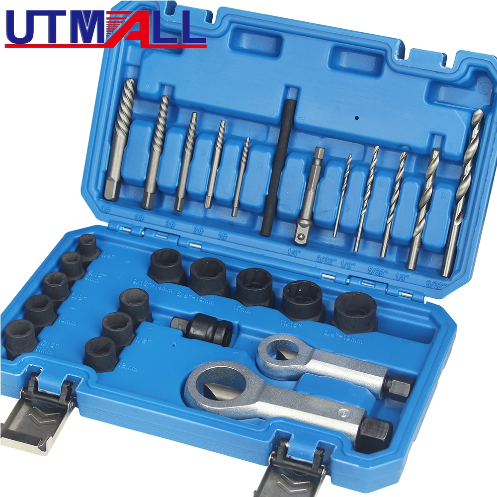 28Pcs Damaged Nut Screw Remover Set Broken Nut Bolt Extractor Rust Nut Screw Removal Tools Kit Stuck Nut Bolts Extractor