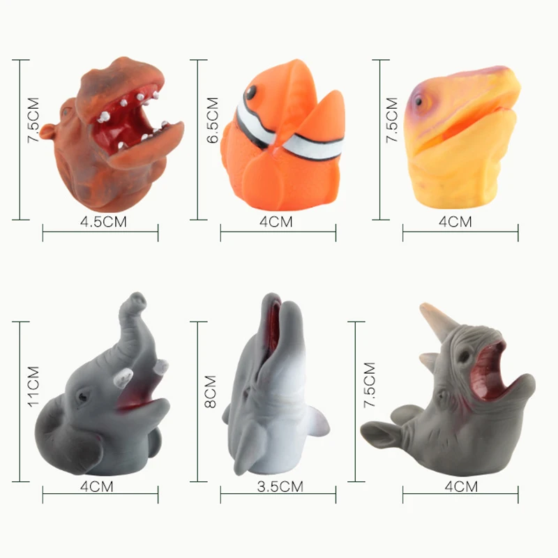 Mini Animal Hand Puppet Toy Set para crianças, Divertido golfinho elefante presente educativo, Storytelling Finger Animal, Engraçado