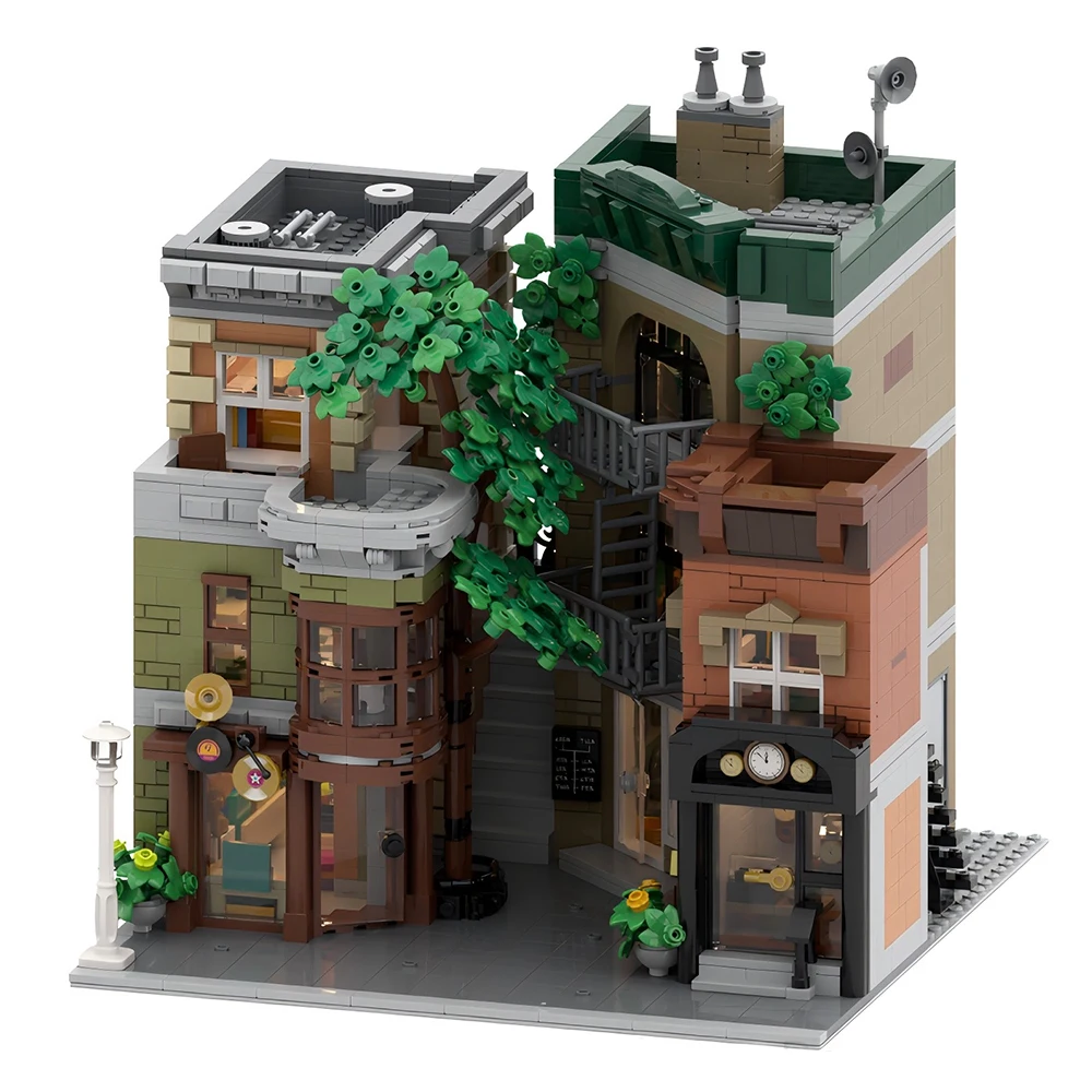 MOC Hot Sale City Street Community Courtyard Hotel Modular Villa Building Model Building Blocks Children's Toys Christmas Gift