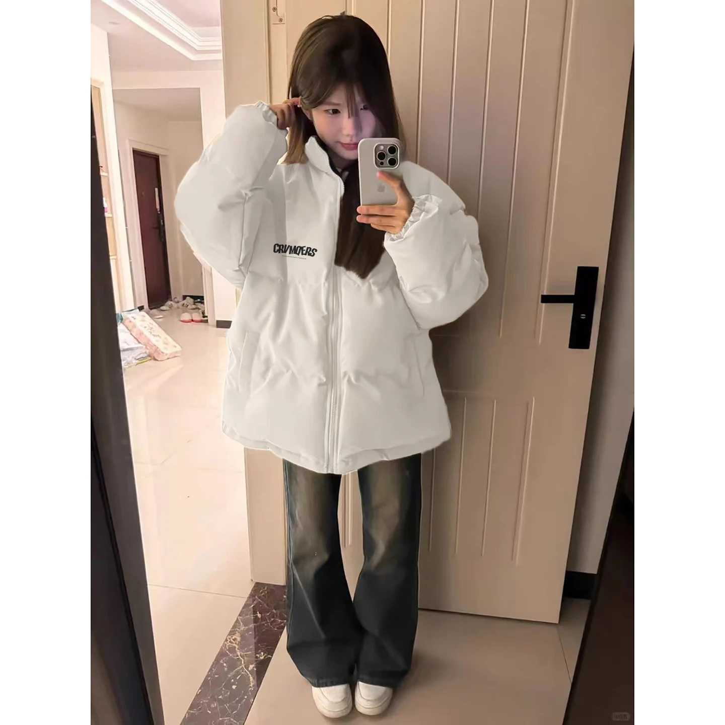 

Parka Kawaii Womens Jacket Yarn-Dyed Yearlong-Wear Yesteryear-Inspired Youthful-Style Yielding-Fabric Yoked Young-Look Neutral