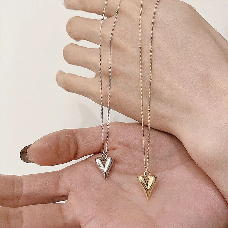 Classic Peach Heart Pendant Stainless steel Necklace Korean Fashion Jewelry Girl\'s Sexy Heart-shaped Clavicle Chain For Woman