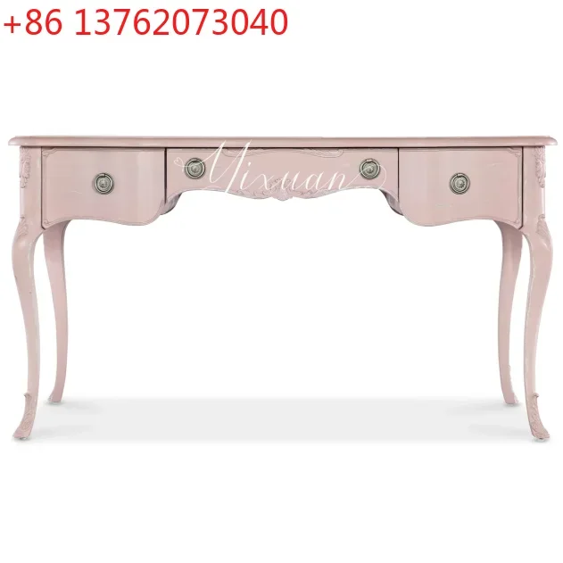 French retro pink solid wood dresser American modern simple writing table