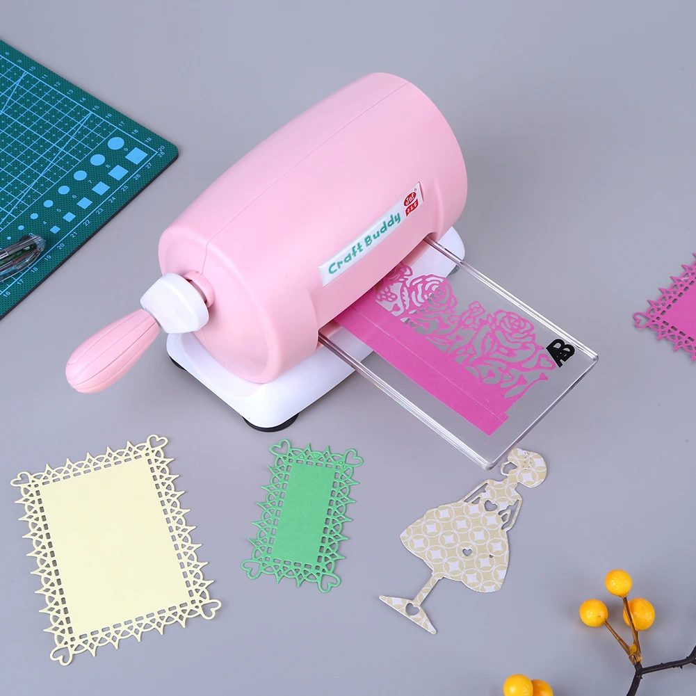 

DIY Manual Die Cutting Machine Pink Paper Cutting Embossing Machine Handmade Adjustable Photo Decor for Card Making Scrapbooking