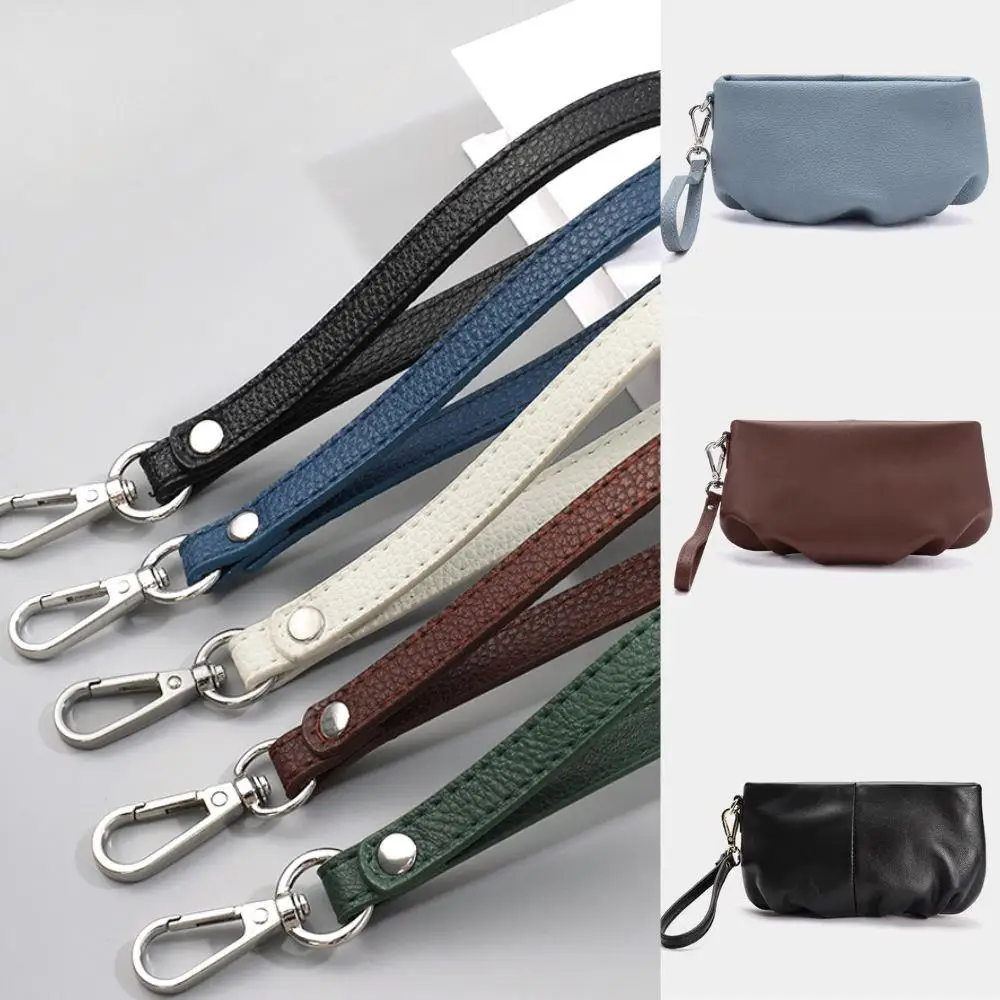 Pu Leather Women Purse Bag Strap Bag Handles DIY Replacement Wallet Hands-Free Wristlet Bag Handles Solid Color Simple Bag Belts