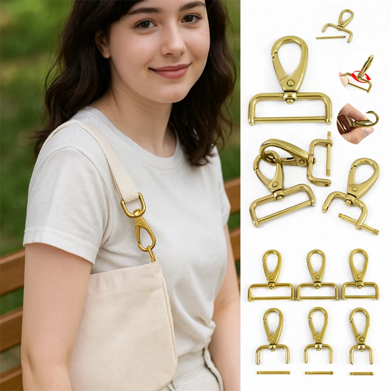 Boucles détachables en laiton massif, 15-40mm, pour collier d'animal de compagnie, boucle à homard pivotante, porte-clés, sangle de sac, mousqueton, 1 à 5 pièces