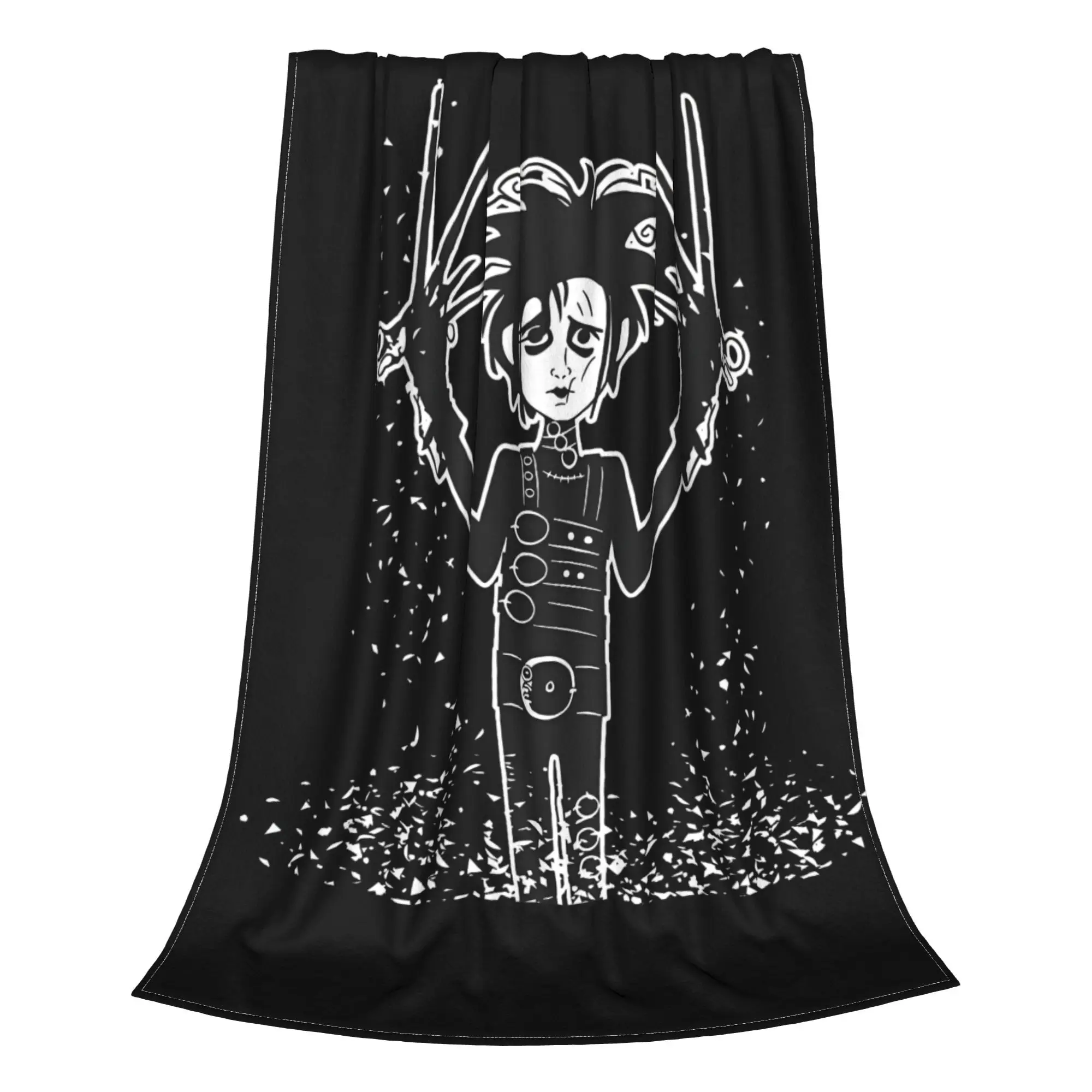 Tim Burton Edward Scissorhands Snow Flannel Blanket  Novelty Throw Blanket for Bed Sofa Couch 125*100cm Bedspreads