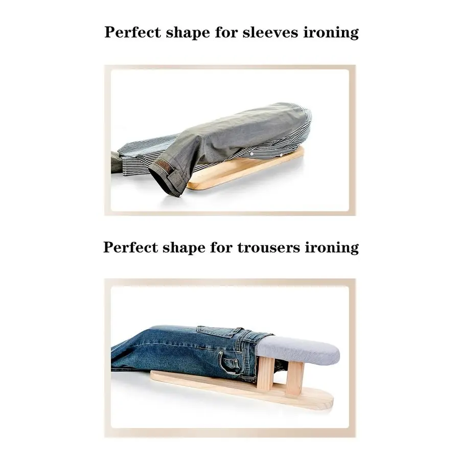 Tábua de Passar Roupa Portátil com Base de Madeira para Alfaiate, Uso Doméstico e Lavanderias.