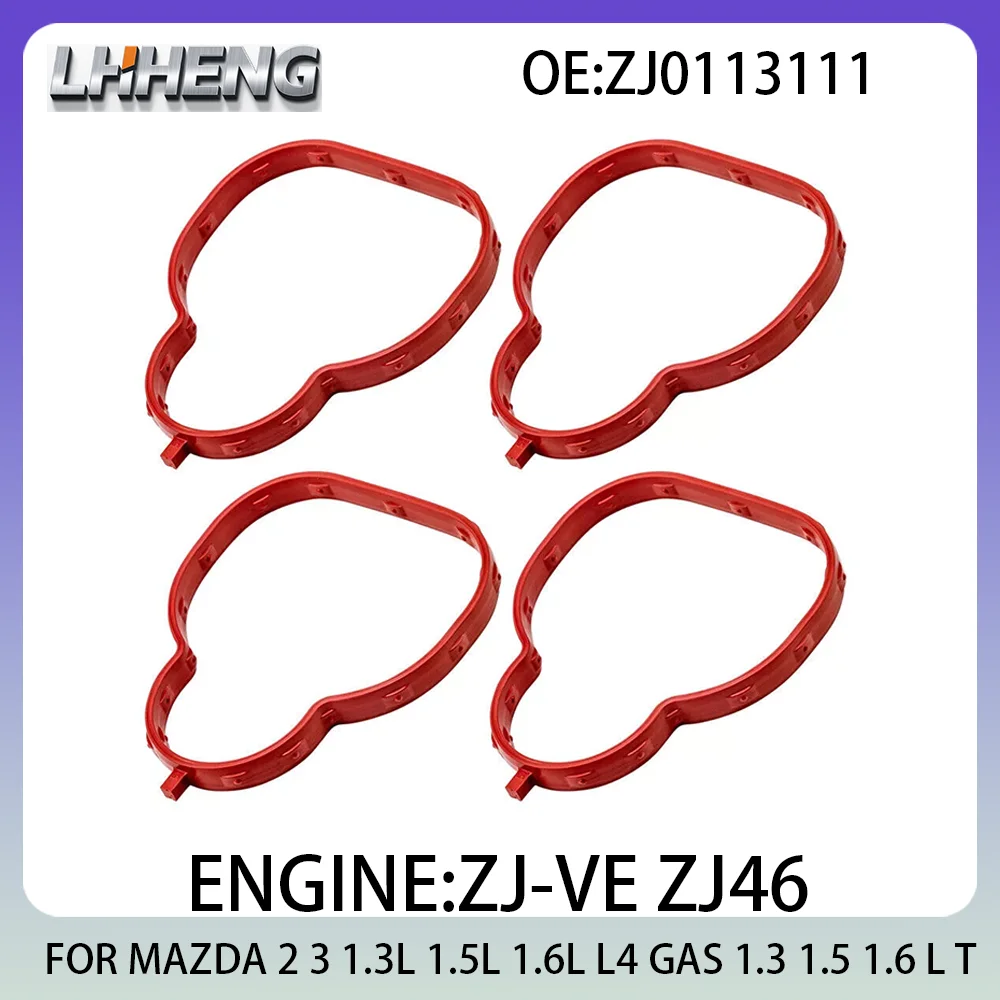 4PCS Intake Manifold Gasket Seal FOR MAZDA 2 3 1.3L 1.5L 1.6L L4 GAS 1.3 1.5 1.6 L T 03-19 0998600030 Z6TM13111 ZJ0113111 ZJ-VE