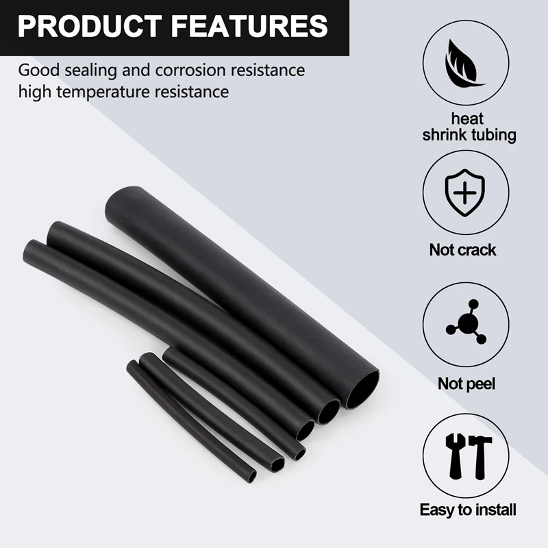 Kit di tubi termorestringenti 3:1 da 300 pezzi con colla Tubi a doppia parete 2.4/3.2/4.8/6.4/7.9/9.5/12.7Mm Manicotto foderato adesivo