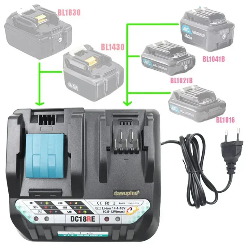 DC18RE Lithium Battery Charger DC18RE For Makita 18V 14.4V 10.8V 12V Li-ion Battery Tool BL1830 BL1430 BL1016 BL1021 BL1041