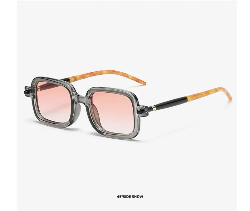 Neue modische quadratische Sonnenbrille für Damen und Herren, Vintage-Markendesigner, Punk-Sonnenbrille, klare Gläser, Spiegelbrille – Detail 20