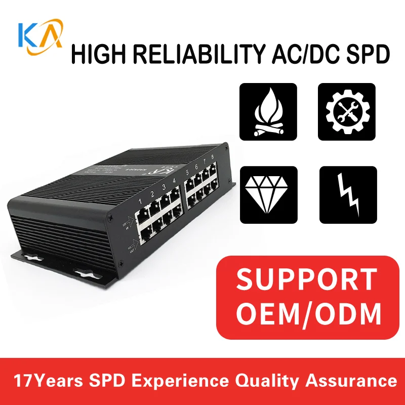 

Ka48Poe6-8 8-Way Gigabit Network Poe Arrester 8 Ports 1000M Network Poe Switch Arrester 100M