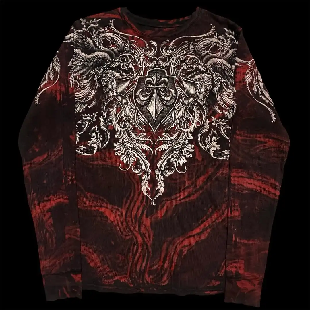 Affliction NewLong الأكمام تي شيرت الهيب هوب الجولة الرقبة المتضخم قميص المرأة عادية القوطية الجمجمة الكتابة المقدسة رسالة القمم الشارع الشهير #2