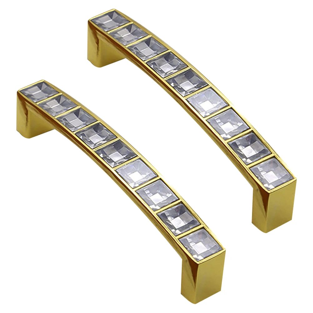 

Drawer Pulls Handle Crystal Knobs for Dresser Cabinet Handles Drawers Furniture Golden