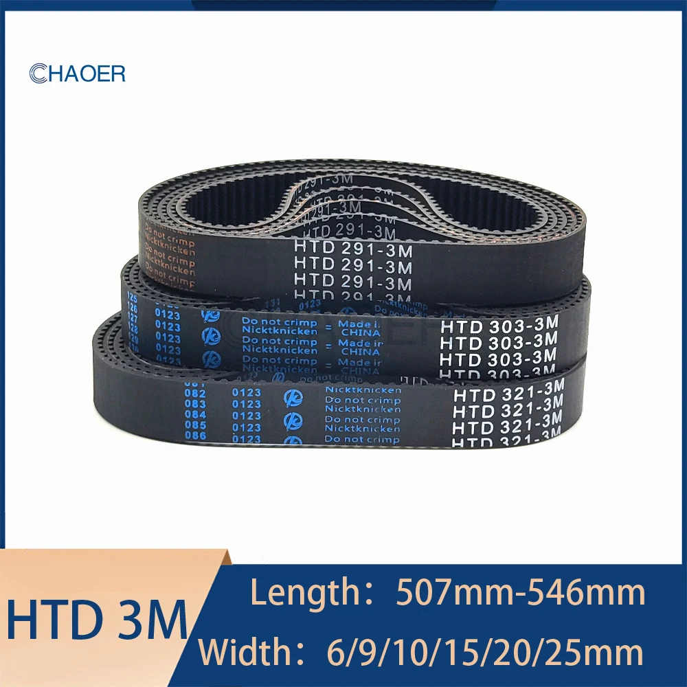 HTD 3M Rubber Timing Belt Length 507‑546mm Width 6‑25mm Low Backlash Synchronous Belt For 3D Printer Parts CO2 Laser Engraving