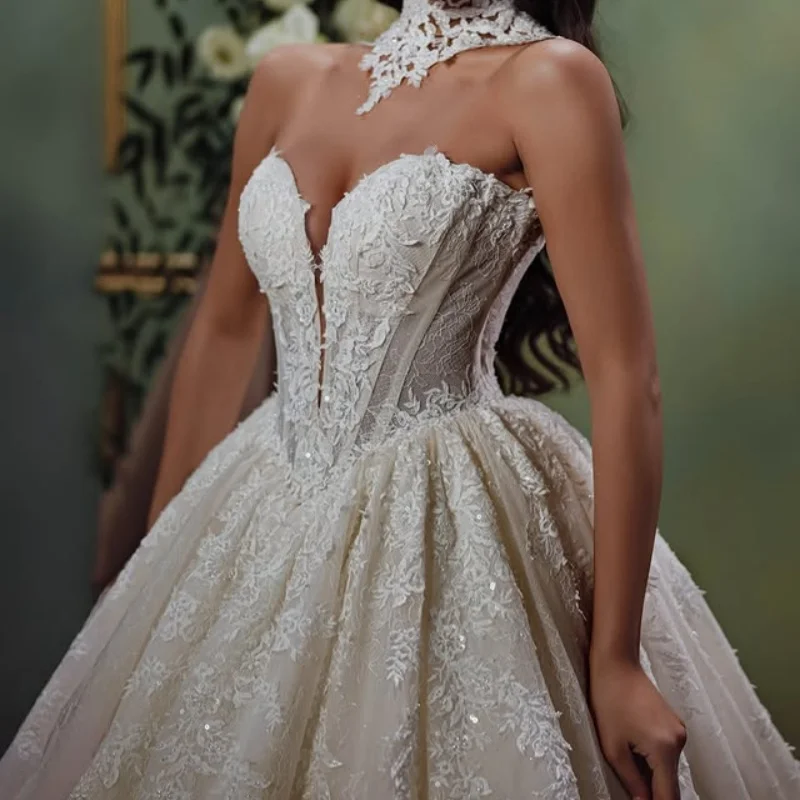 

Блестящее бальное платье цвета слоновой кости по индивидуальному заказу, королевские свадебные платья, милое платье с блестками и аппликацией, с открытой спиной, халат De