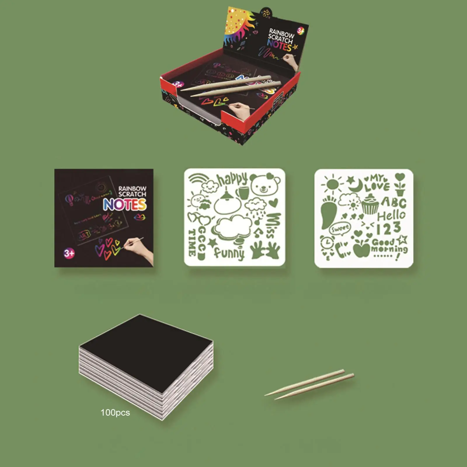 100 ชิ้นสี Scratcher กระดาษ Scratch Drawing Notebook สําหรับเด็ก