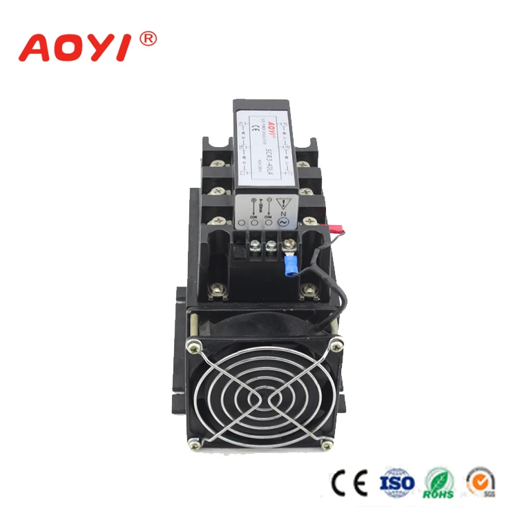 جدار جبل 4-20mA 0-10VDC ثلاث مراحل 380VAC مروحة الثايرستور SCR منظم الطاقة فرن التدفئة الكهربائية المراقب المالي
